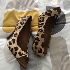 BCBG generation pony hair animal print pumps